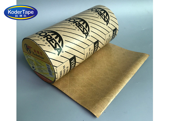 Brown Color Print Kraft Paper Tape Self Adhesive Reinfoced Laminated Fiber Inside
