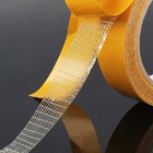 Yellow Hot Melt Cross Weave Tape Self Adhesive Fiberglass Mesh Tape 48mm
