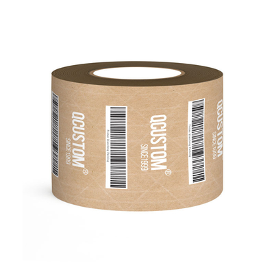 QR Code Self Adhesive Brown Paper Tape Roll Kraft Sealing Tape Custom Printed