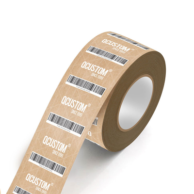 QR Code Self Adhesive Brown Paper Tape Roll Kraft Sealing Tape Custom Printed
