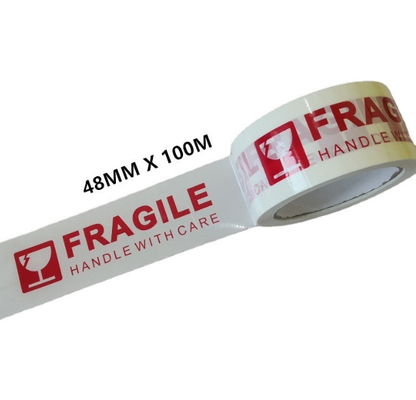 48mmx50/66/100m Express Packing Case Sealing Packing Belt Warning Fragile Tape BOPP Adhesive Tape